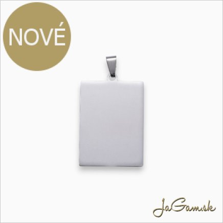 Prívesok obdlžník na gravírovanie 42x28mm Nerezová oceľ 1ks (CH1870)